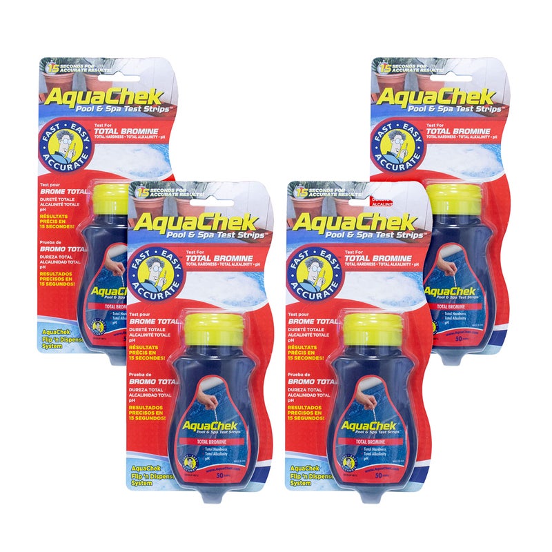 AquaChek 521253-04 Bromine Swimming Pool Test Strips, 4-Pack